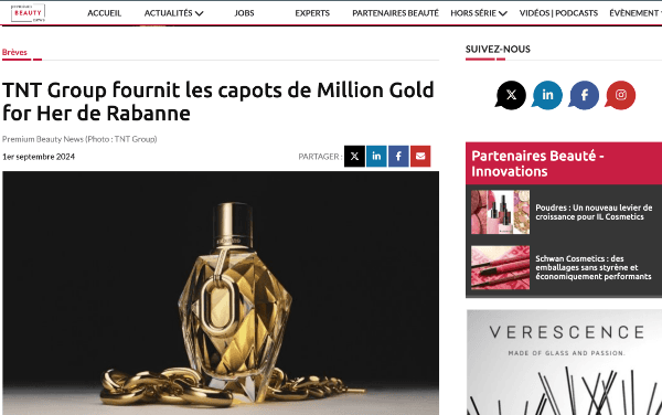 TNT Group supplies the caps for Rabanne's Million GoldNews