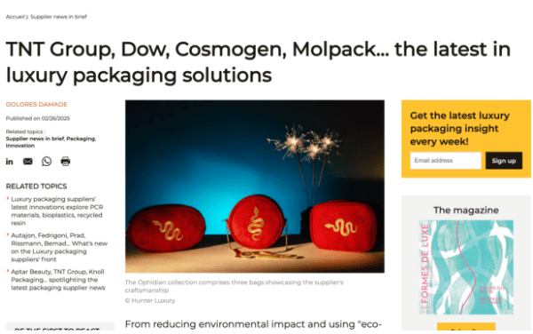 TNT Group, Dow, Cosmogen, Molpack... the latest in luxury packaging solutionsNews