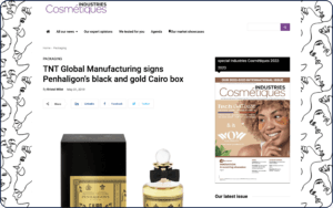 TNT Global Manufacturing signs Penhaligon’s black and gold Cairo boxNews