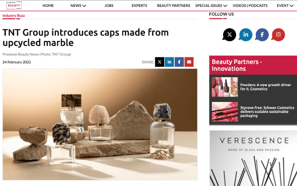 TNT Group introduces caps made from upcycled marbleNews